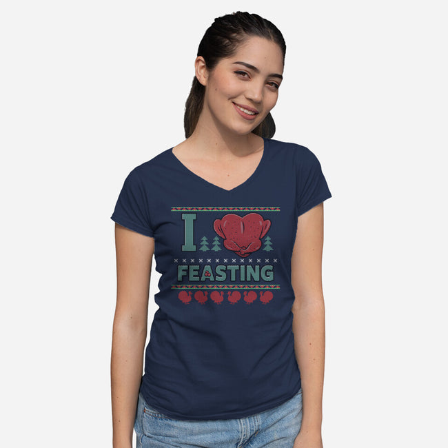 I Love Feasting-Womens-V-Neck-Tee-Boggs Nicolas