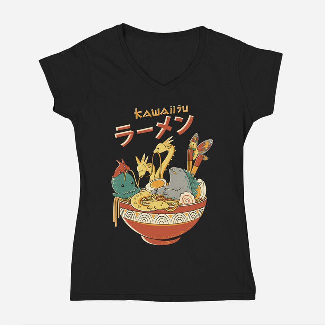 Kawaiiju Ramen-Womens-V-Neck-Tee-anarist