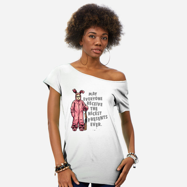 Deranged Bunny-Womens-Off Shoulder-Tee-glitchygorilla