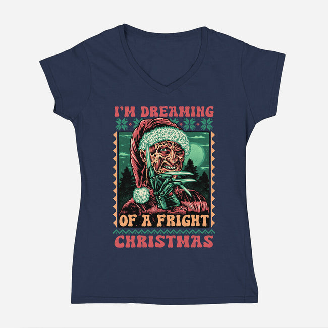 Fright Christmas-Womens-V-Neck-Tee-glitchygorilla