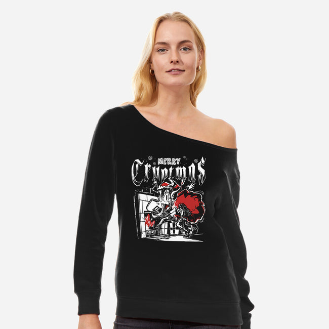 Merry Cryptmas Krampus-Womens-Off Shoulder-Sweatshirt-estudiofitas