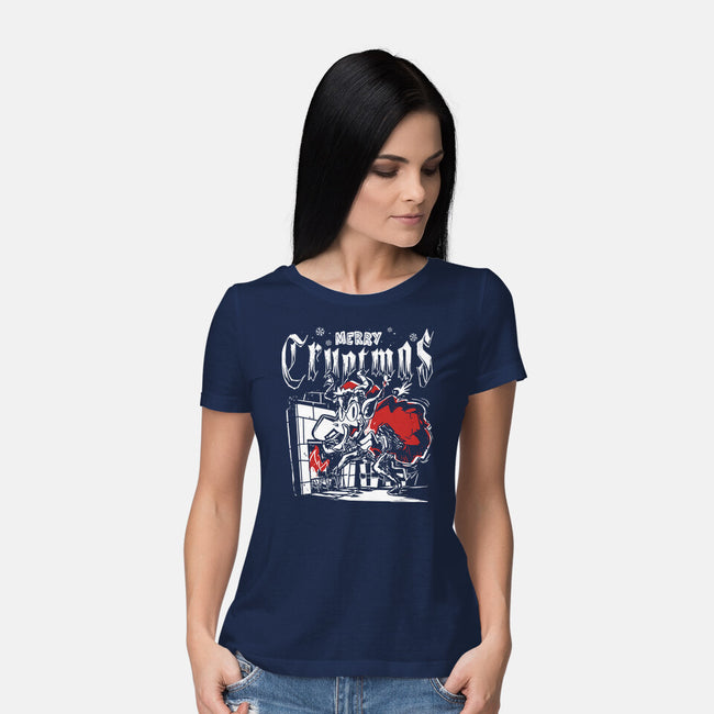 Merry Cryptmas Krampus-Womens-Basic-Tee-estudiofitas