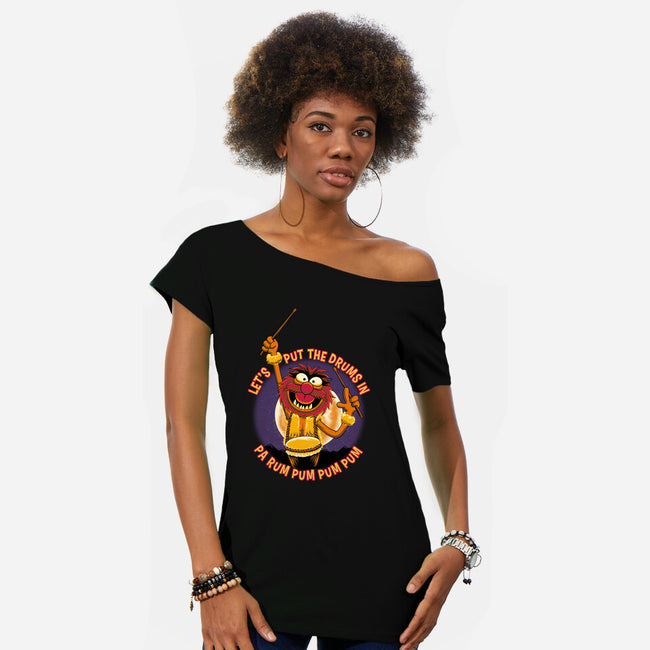 Animal Drummer Boy-Womens-Off Shoulder-Tee-rmatix