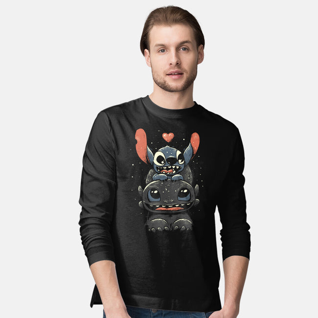 Stitch And Toothless-Mens-Long Sleeved-Tee-yumie