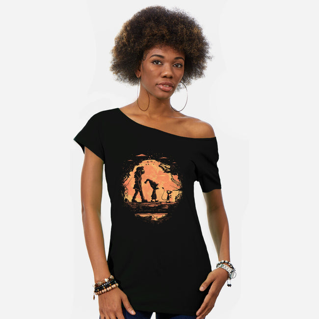 Friends In The Jungle-Womens-Off Shoulder-Tee-yumie