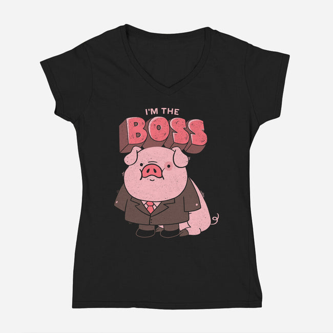 Pig Boss-Womens-V-Neck-Tee-yumie