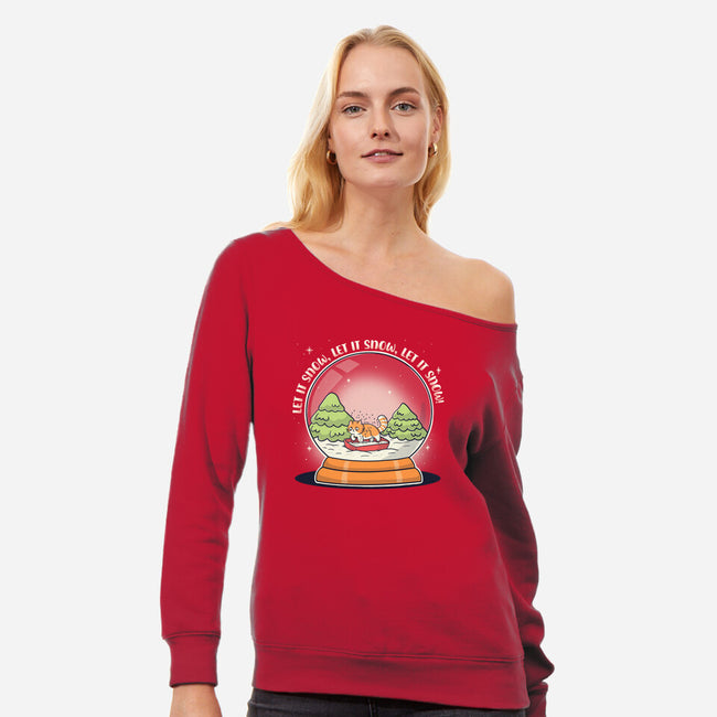 Let It Snowglobe-Womens-Off Shoulder-Sweatshirt-Freecheese