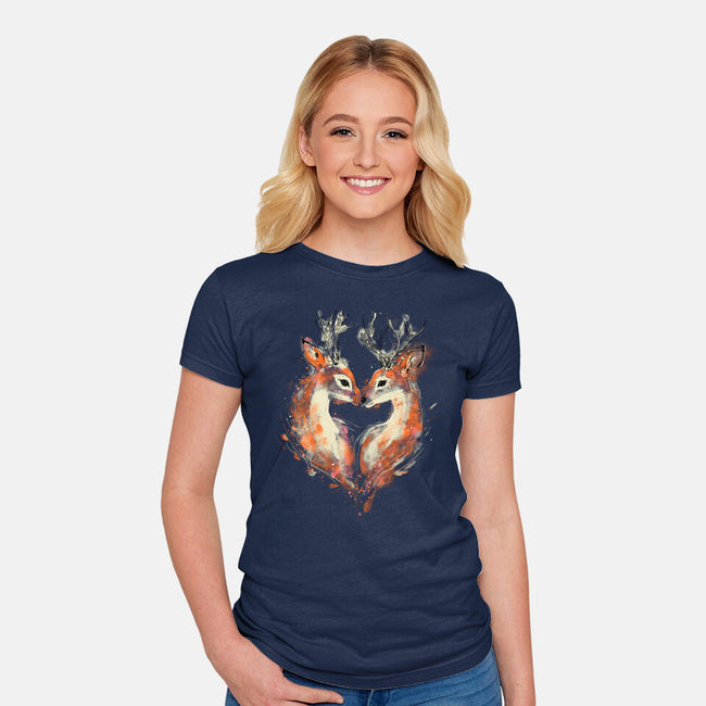 2 Deers In Love-Womens-Fitted-Tee-kharmazero