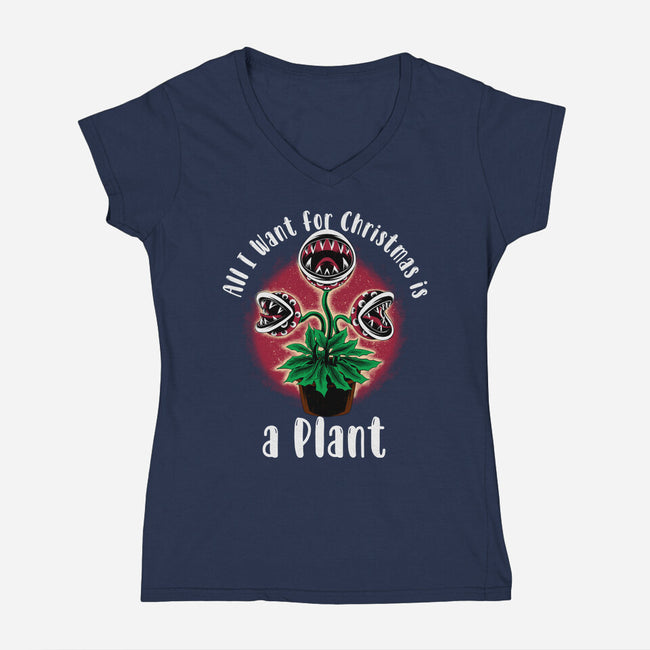 Christmas Plant-Womens-V-Neck-Tee-rmatix