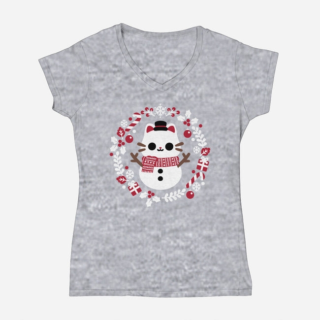 Furosty The Snowcat-Womens-V-Neck-Tee-NemiMakeit