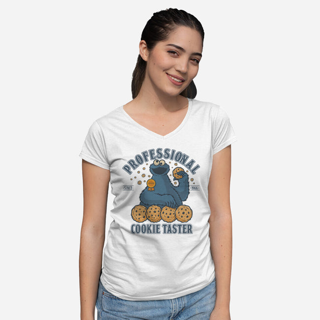 Professional Cookie Taster-Womens-V-Neck-Tee-erion_designs