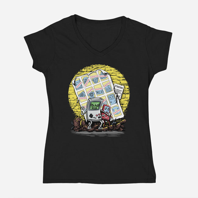 Days Of Tecnology Past-Womens-V-Neck-Tee-zascanauta