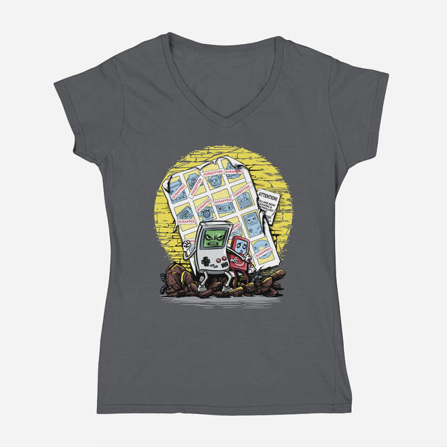 Days Of Tecnology Past-Womens-V-Neck-Tee-zascanauta