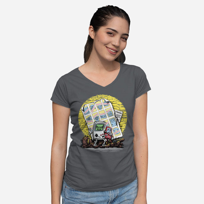 Days Of Tecnology Past-Womens-V-Neck-Tee-zascanauta