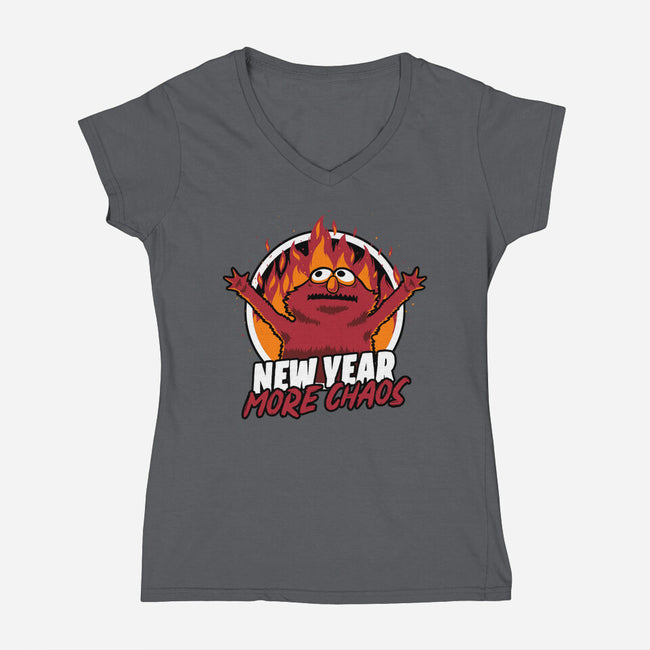 New Year More Chaos-Womens-V-Neck-Tee-Studio Mootant