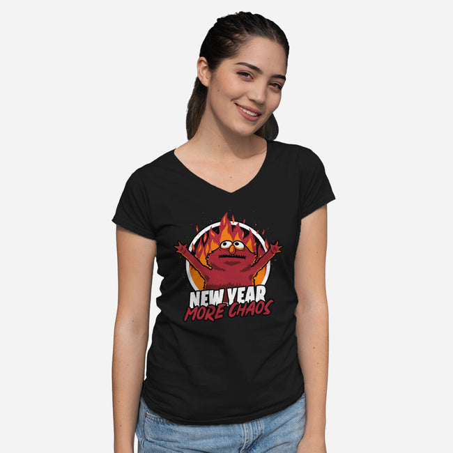 New Year More Chaos-Womens-V-Neck-Tee-Studio Mootant