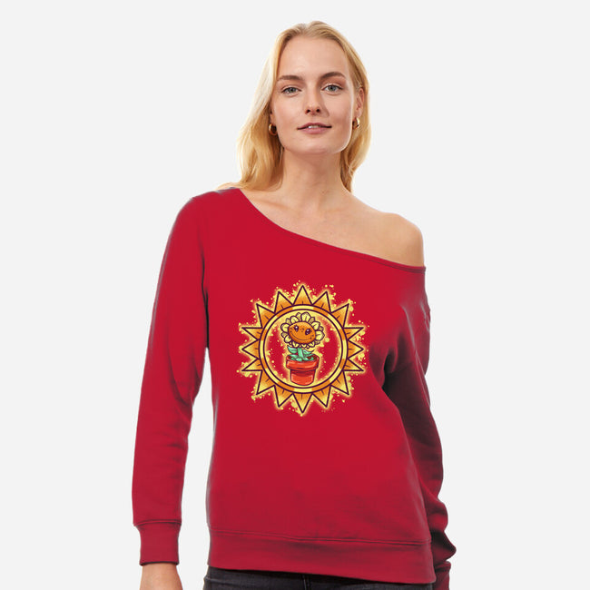 Super Sunflower-Womens-Off Shoulder-Sweatshirt-nickzzarto