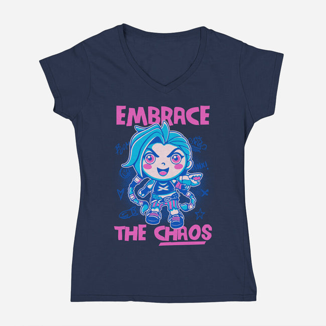 Embrace The Chaos-Womens-V-Neck-Tee-paulagarcia