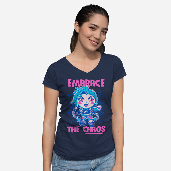 Embrace The Chaos-Womens-V-Neck-Tee-paulagarcia