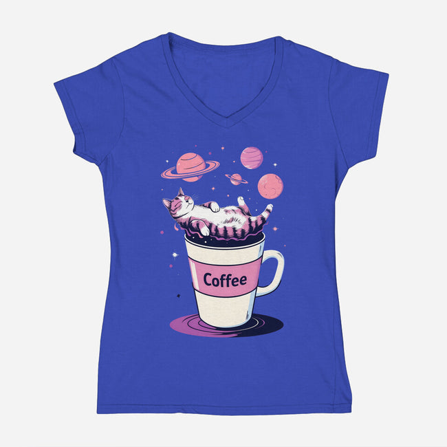 Galactic Coffee-Womens-V-Neck-Tee-Jasonza