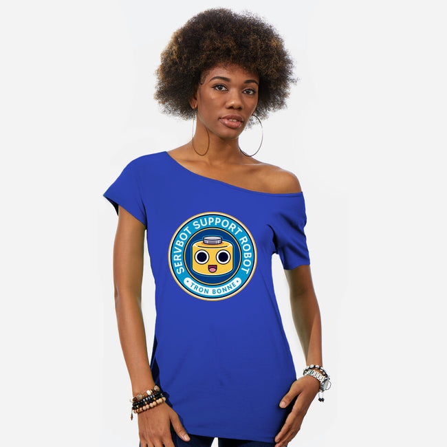 Servbot Emblem-Womens-Off Shoulder-Tee-LAGELANTEE