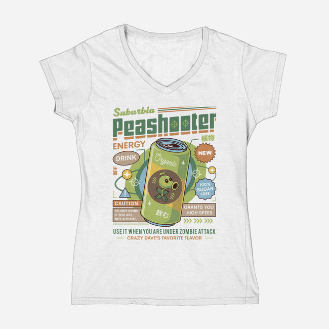 Peashooter Energy Drink-Womens-V-Neck-Tee-LAGELANTEE