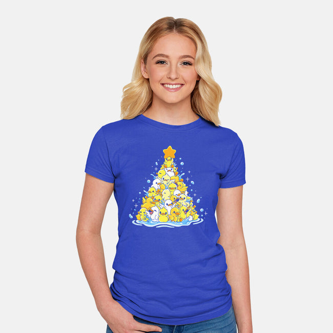 Ducks Christmas Tree-Womens-Fitted-Tee-Vallina84