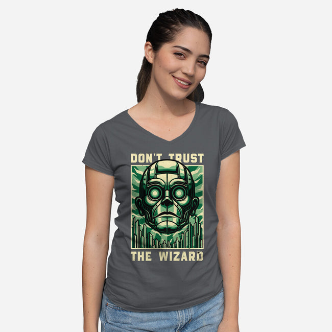 The Wizard Lies-Womens-V-Neck-Tee-Studio Mootant