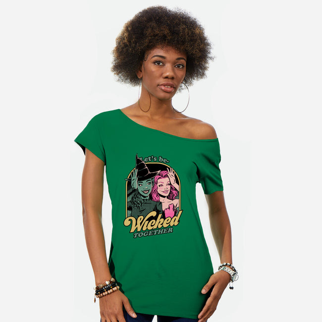 Green Pink Witches-Womens-Off Shoulder-Tee-Studio Mootant