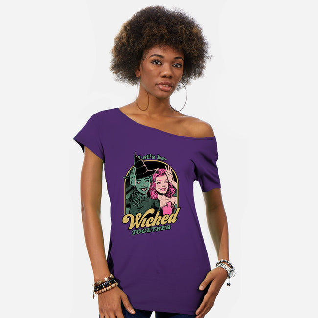 Green Pink Witches-Womens-Off Shoulder-Tee-Studio Mootant