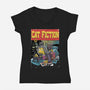 Cat Fiction-Womens-V-Neck-Tee-zascanauta