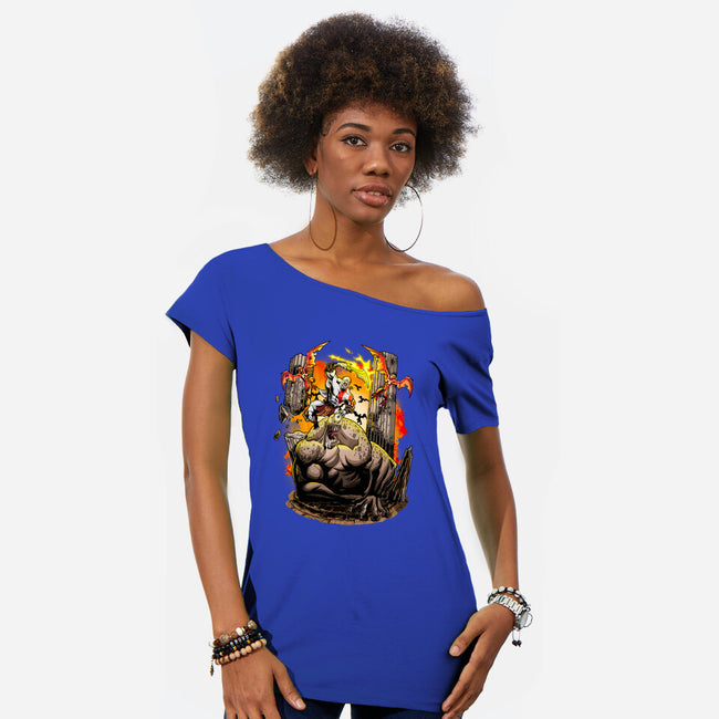 God Kratos-Womens-Off Shoulder-Tee-Diego Oliver