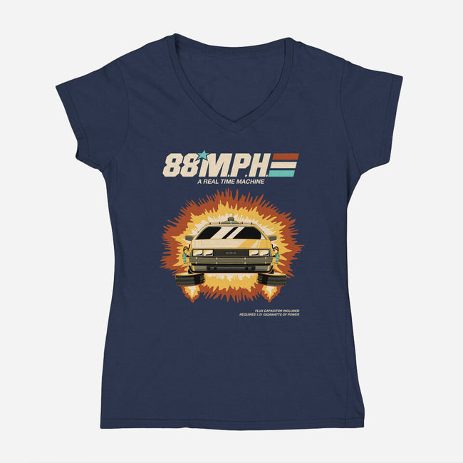 A Real Time Machine-Womens-V-Neck-Tee-retrodivision