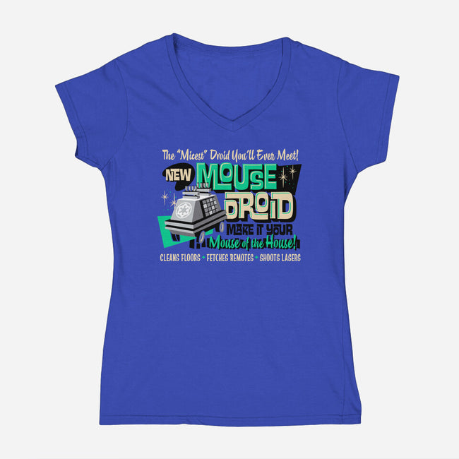 Mouse Droid-Womens-V-Neck-Tee-Wheels