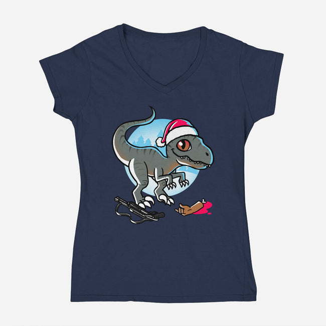 Jurassic Carnivore-Womens-V-Neck-Tee-estudiofitas