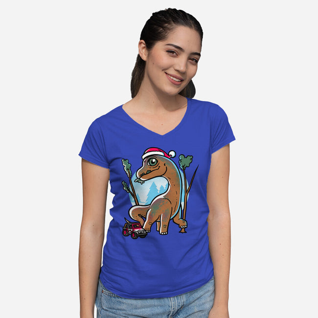 Jurassic Herbivore-Womens-V-Neck-Tee-estudiofitas