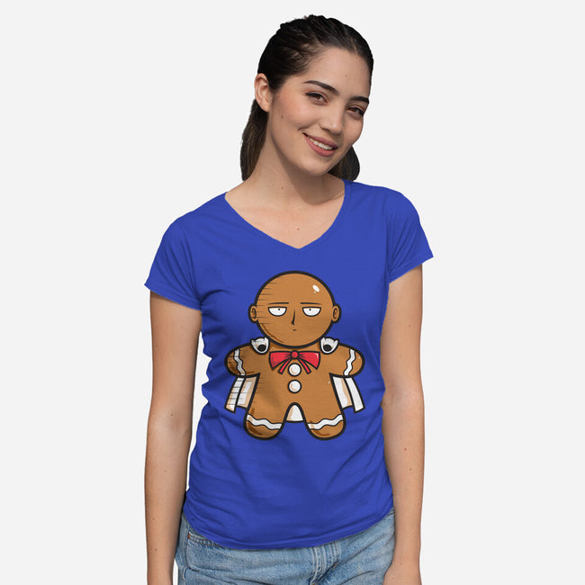 One Gingerbread Man-Womens-V-Neck-Tee-krisren28