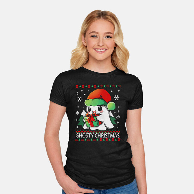 Ghosty Christmas-Womens-Fitted-Tee-Vallina84