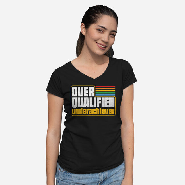 Overqualified Underachiever-Womens-V-Neck-Tee-Studio Mootant