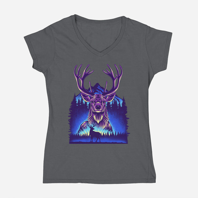 Winter Deer-Womens-V-Neck-Tee-rmatix