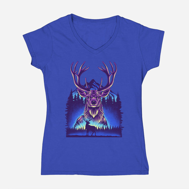 Winter Deer-Womens-V-Neck-Tee-rmatix