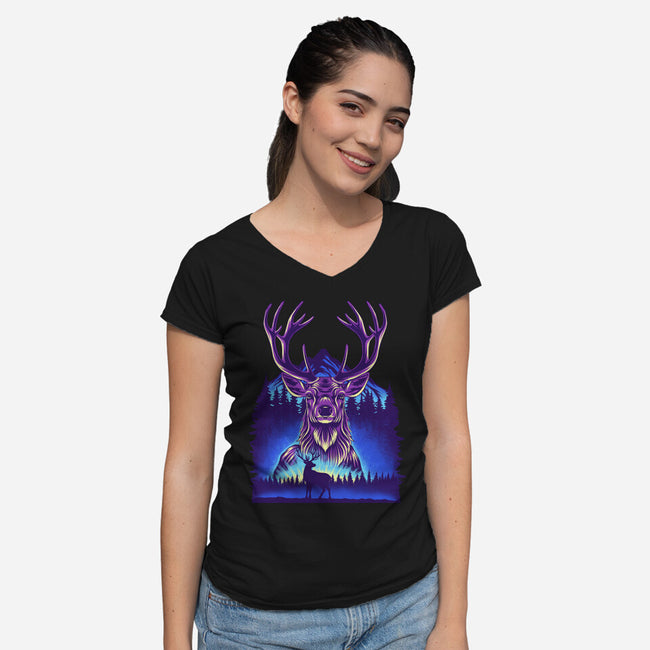 Winter Deer-Womens-V-Neck-Tee-rmatix