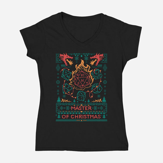 Master Of Christmas Dice-Womens-V-Neck-Tee-marsdkart