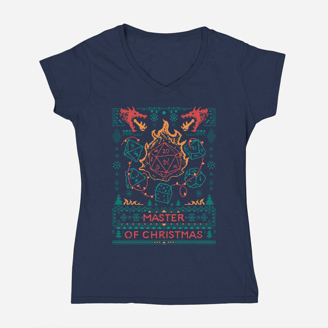 Master Of Christmas Dice-Womens-V-Neck-Tee-marsdkart