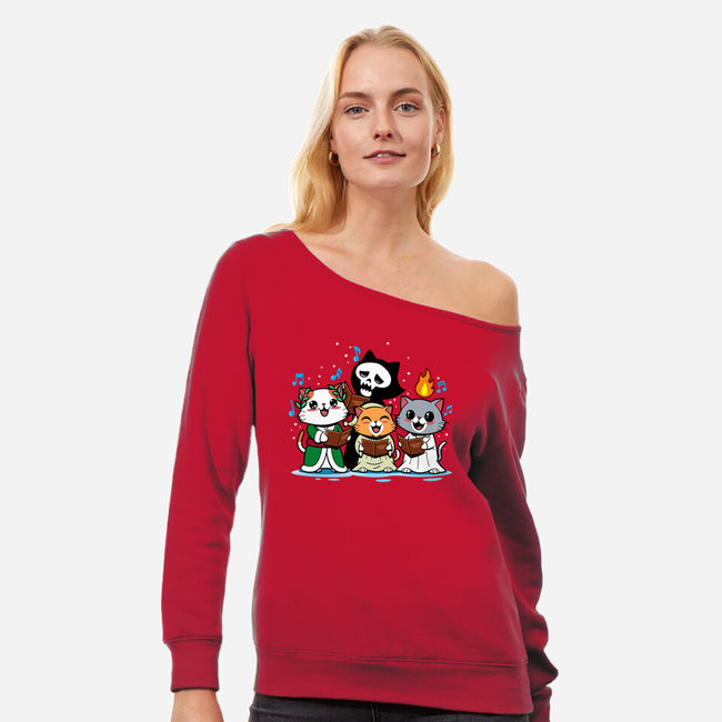 A Catmas Carol-Womens-Off Shoulder-Sweatshirt-Boggs Nicolas