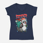 Rudolph The Red Nose Raccoon-Womens-V-Neck-Tee-palmstreet