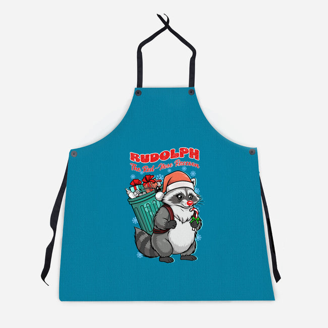 Rudolph The Red Nose Raccoon-Unisex-Kitchen-Apron-palmstreet