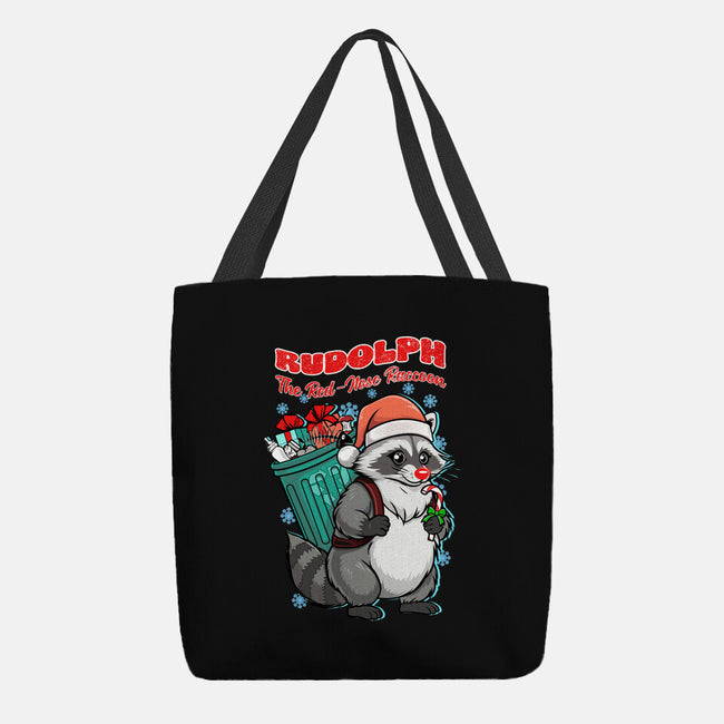 Rudolph The Red Nose Raccoon-None-Basic Tote-Bag-palmstreet