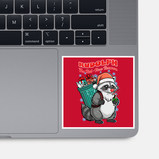 Rudolph The Red Nose Raccoon-None-Glossy-Sticker-palmstreet