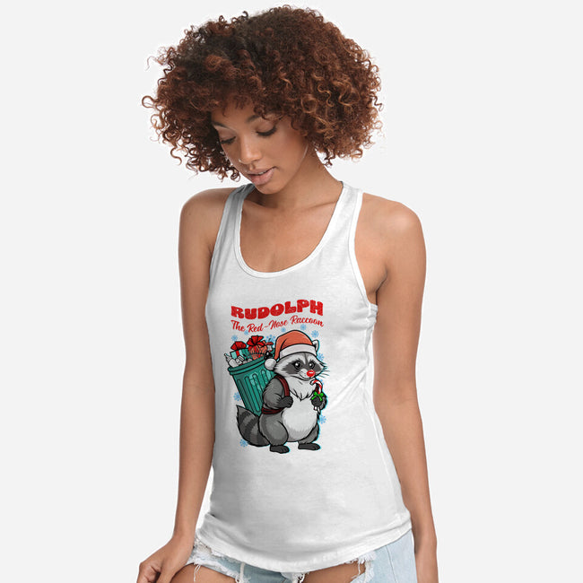 Rudolph The Red Nose Raccoon-Womens-Racerback-Tank-palmstreet